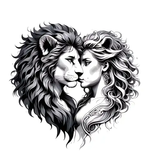 Leo And Aquarius Couple Tatto Design
