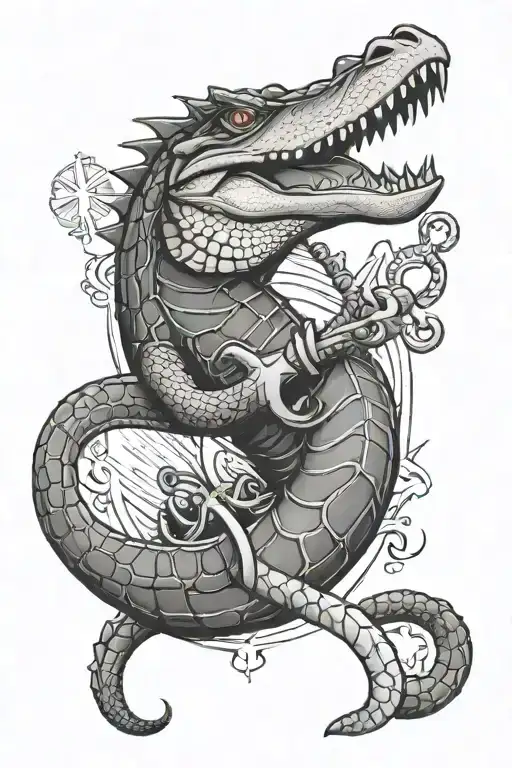 Alligator Biting An Anchor