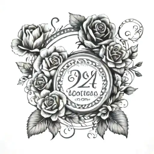 Birth Dates In Circle With Flowers Intertwined