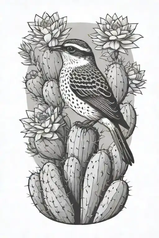 Cactus Wren On Cactus