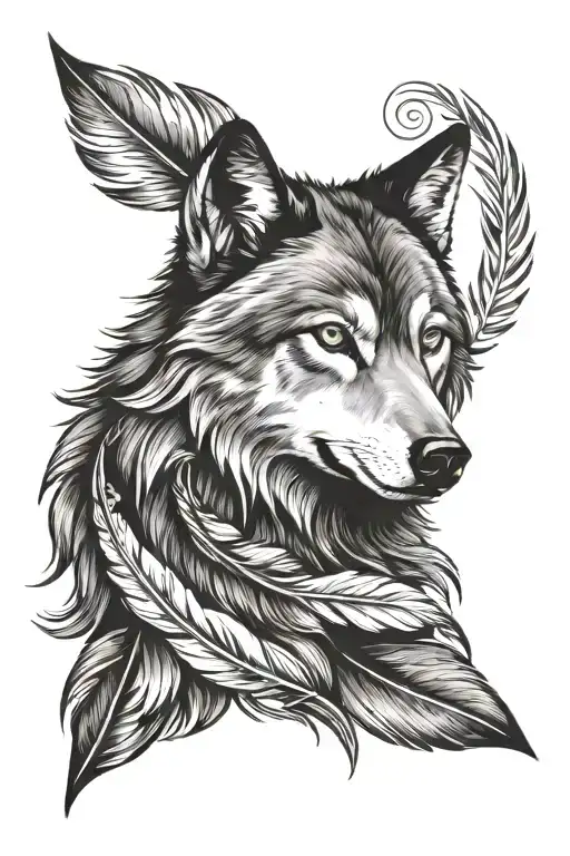 Wolf Feather Tattoo On Wrist