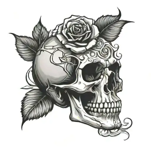 Skull And Rose Wrapped