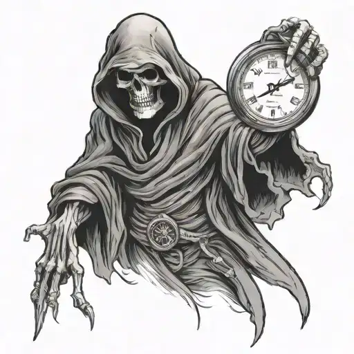 Grim Reaper Holding A Stop Watch