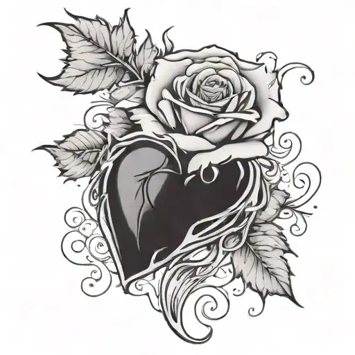 Half Heart Half Computer Ripped Skin Beautiful Rose