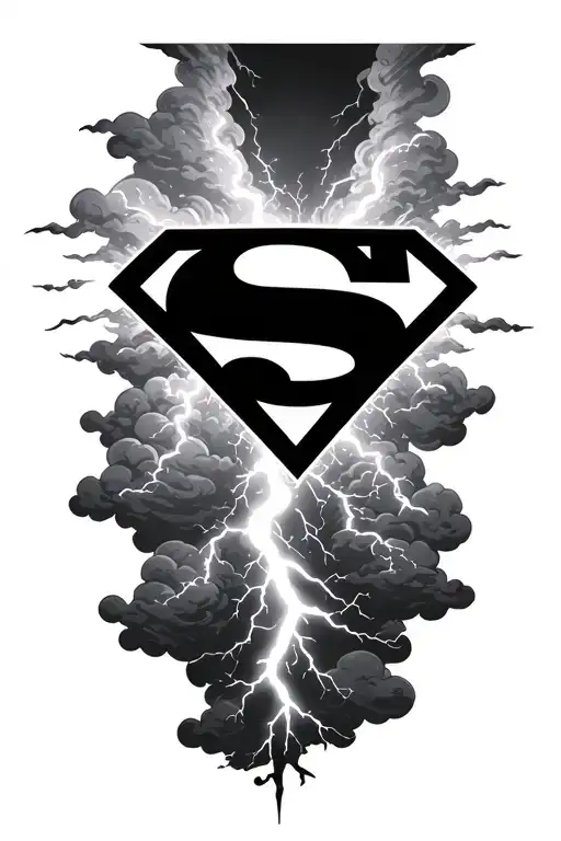 Superman Logo Lightening Storm Clouds Shining