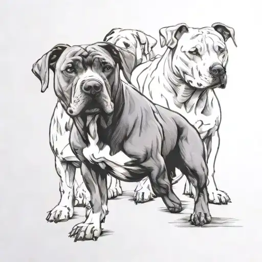 Pitbull Dogs Standing Guard