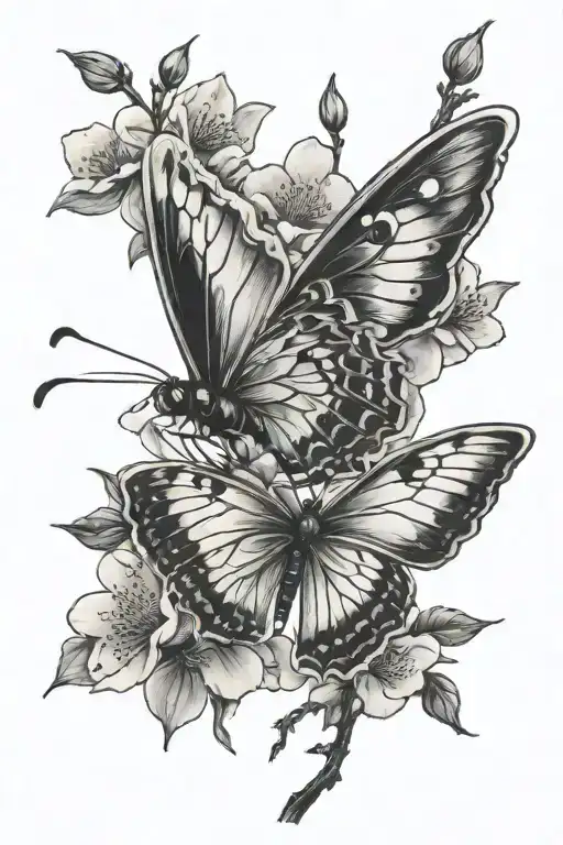 Moon Cherry Blossom Butterfly Emerging