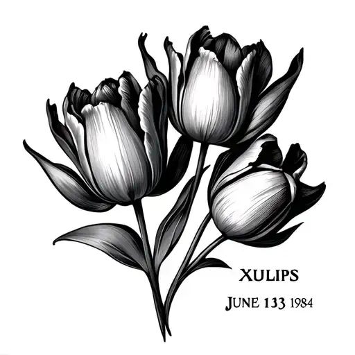 Roman Numeral Calendar Set On June 13 1984 Year Born 3 Tulips