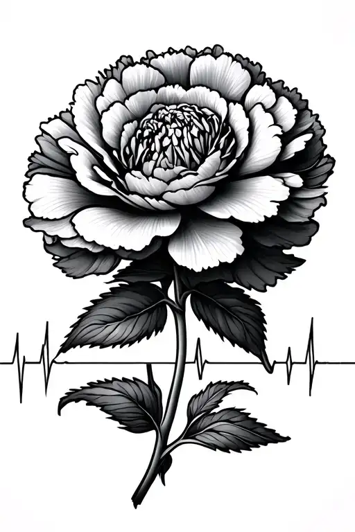 Carnation With Moms Heartbeat Line