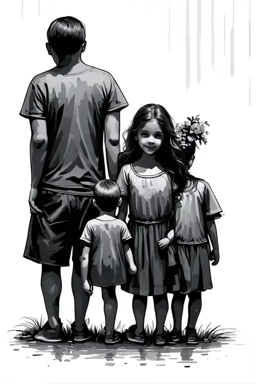 Family 4 People 2 Children Mother Father Son And Daughter