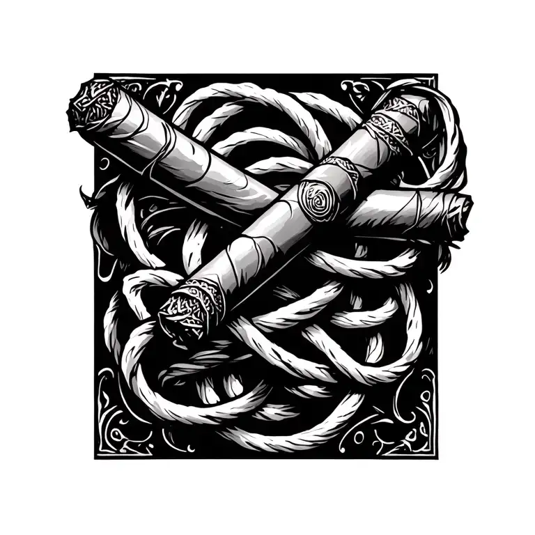 Cherry Stem Knot And Cigar