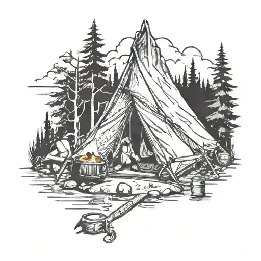 Camping Scene With A Viking