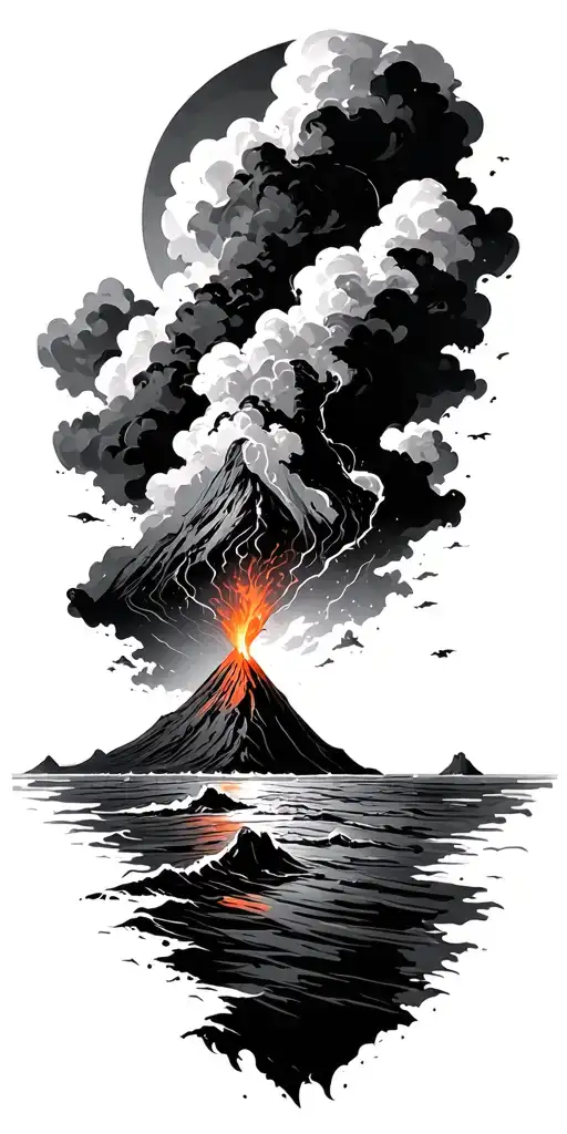 Volcano With Sea Below