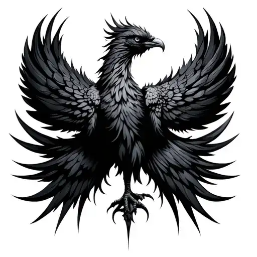 Black Phoenix With Black Spikes