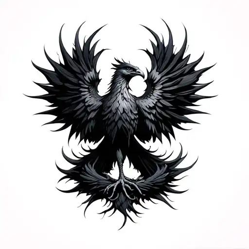 Black Phoenix With Nonfigurative Black Spikes Around