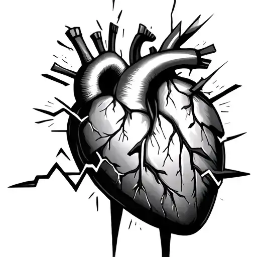 Heartbeat Line That Fractures Into Jagged Lightning Bolts