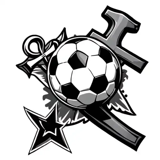 Soccer Ball And Anchor And Cross