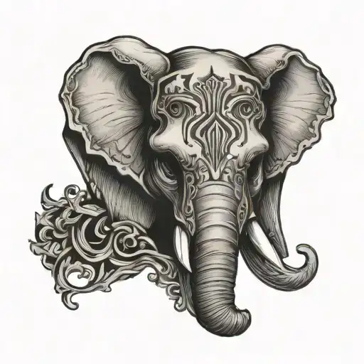 Elephant Face Half Skull