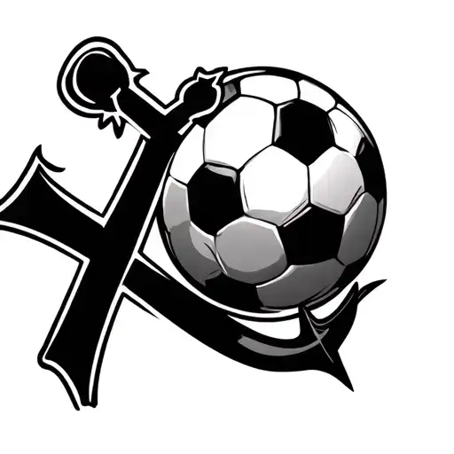 Soccer Ball And Anchor And Cross