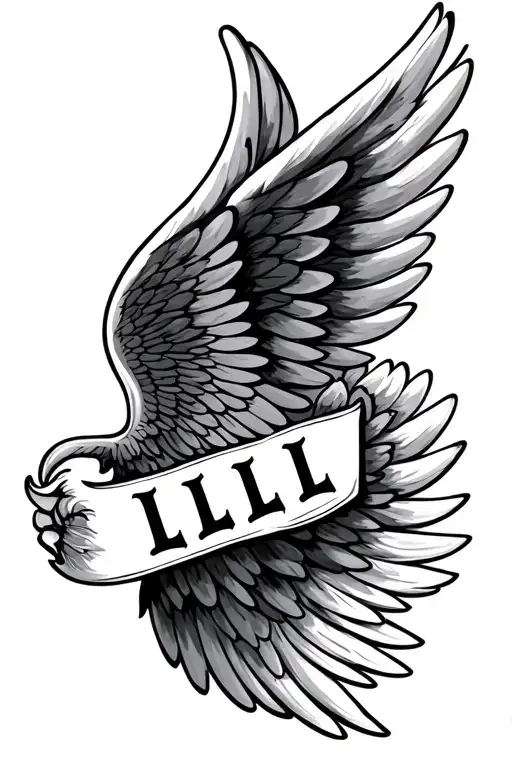 Angle Wings With Lettering Lll Inside Of It Representing A Passed Away Familly Member