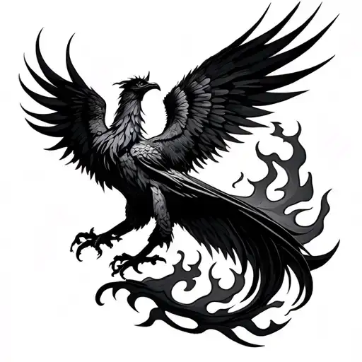 Black Phoenix Born In Fire And Black Long Spike
