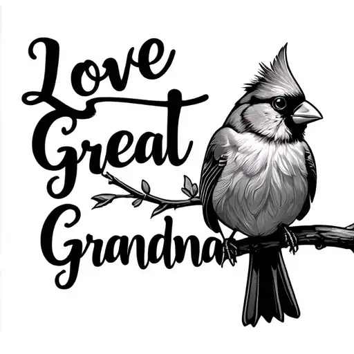 Cardinal Perched With The Words Love Great Grandma Next To It