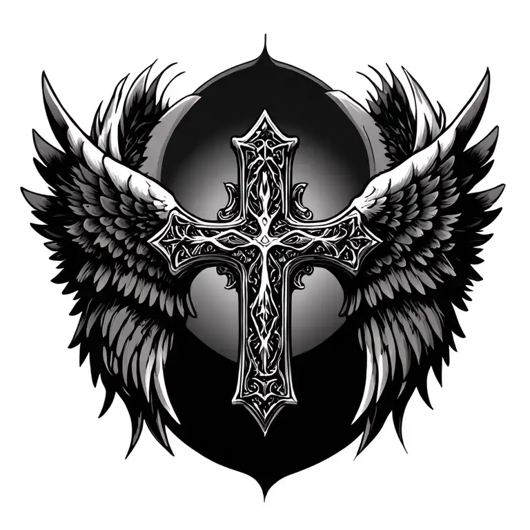 Cross With Wings Gothic Style