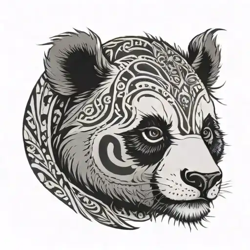 Tribal Panda Head Profile Holding