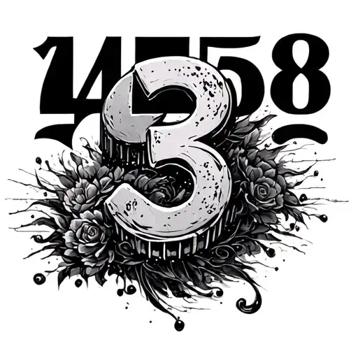 The Numbers 458 With 3 Of An Object And Some Sort Of Background In Traditional Style