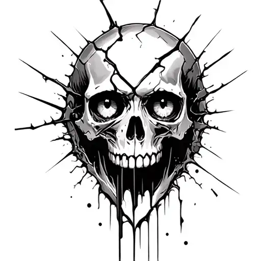 Shattered Skull With Eyes Bleeding Out