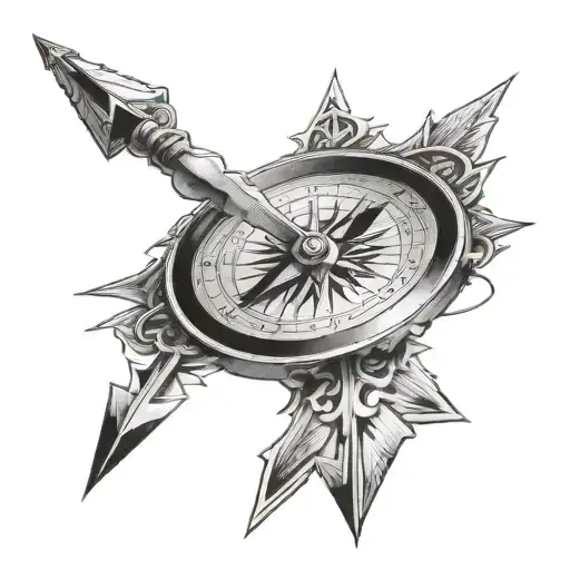 A Compass Broken From An Arrow Pointing