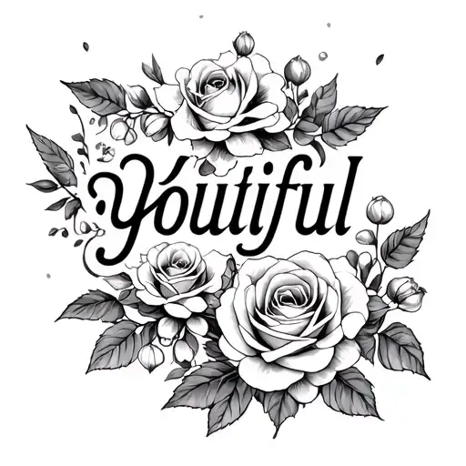 The Word Youtiful With Honeysuckles And Roses