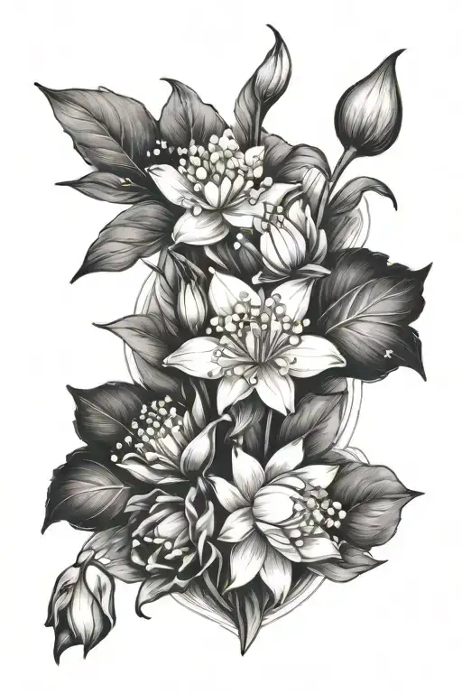 Lily Of The Valley And Water Lily And Rose Bouquet Of Flowers