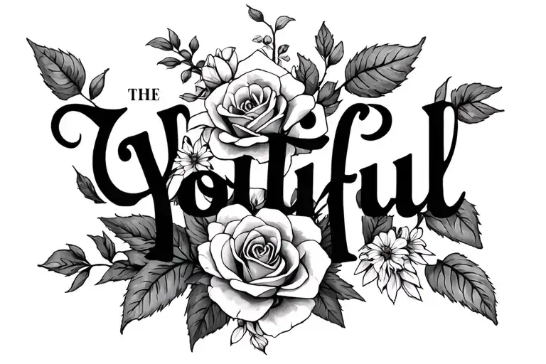 The Word Youtiful With Honeysuckles And Roses