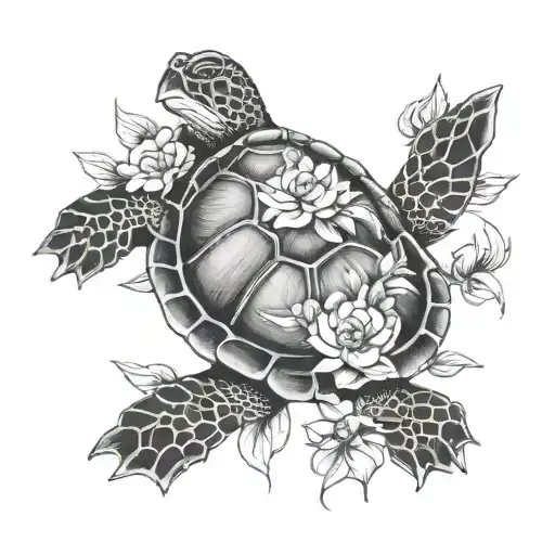 Turtle With Flowers
