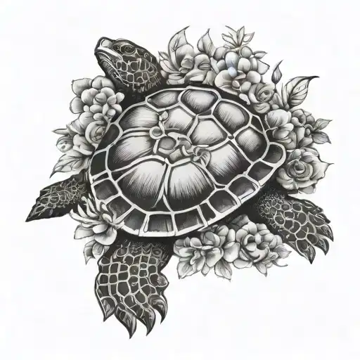 Turtle With Shell Made Of Flowers