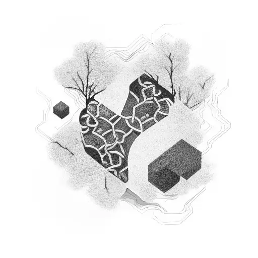 An Abstract Representation Of Economic Growth Intertwined With Elements Of Nature