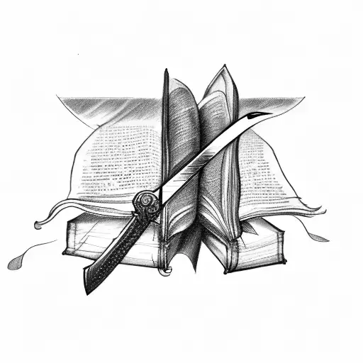 A Sketch Of A Sword Piercing Through A Book Of Knowledge