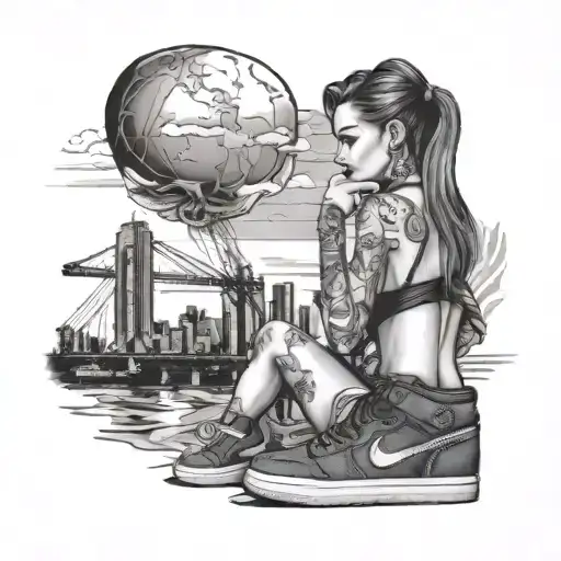 Chichana Woman With Los Angeles In The Background And Jordan 1 Hanging
