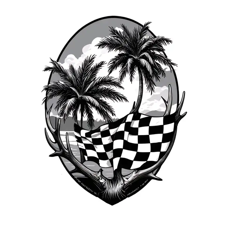 Palm Tree Checkered Flag Antler