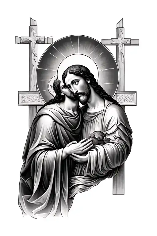 San Francis Of Assisi With San Joseph And Jesus