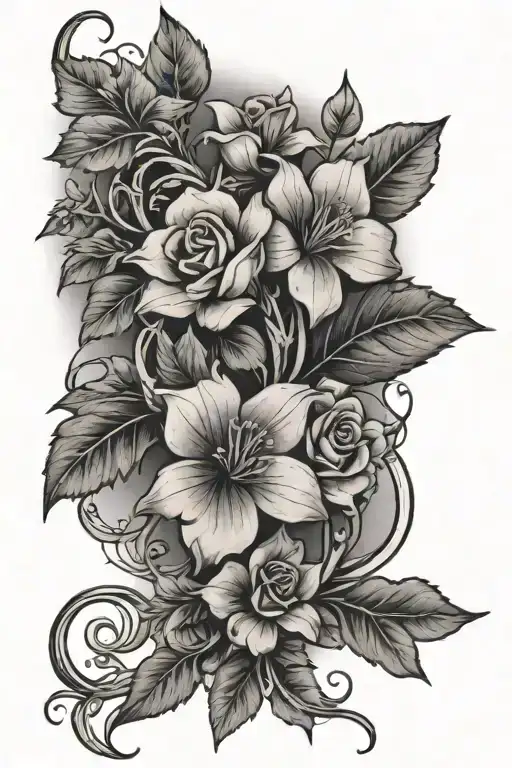 Leafy Vine With Flowers Wrapping Around Forearm