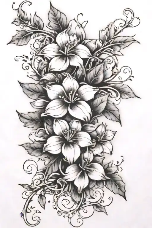 Leafy Vine With Flowers Wrapping Around Forearm