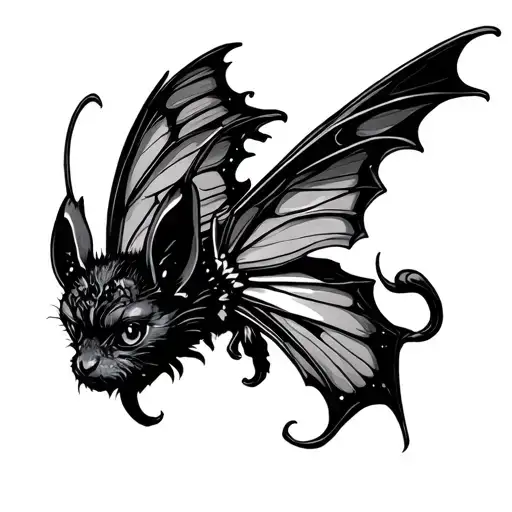 Bat With Butterfly Wings In American Traditional Style