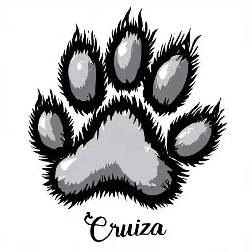 Cat Paw Print And Underneath In Cursive Writing Saying Cruiza
