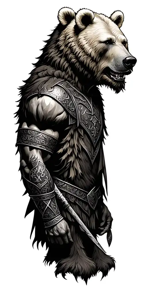 Viking Warrior And Bear