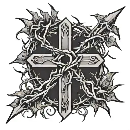 Cross Tattoo Crown Of Thorns