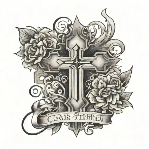 Cross Tattoo Featuring I Can Do All Things Through Christ Who Gives Me Strength