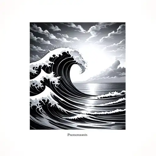 Ocean Wave And Sunset