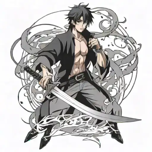 Jin-woo From The Anime Solo Leveling With His Sword